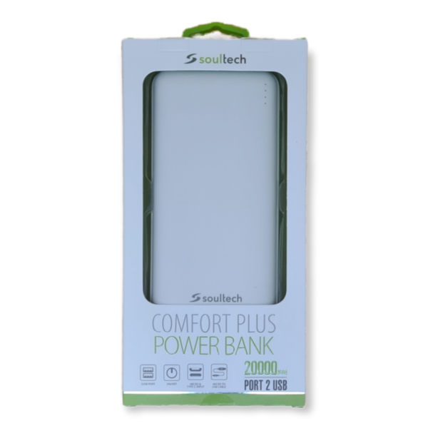 Soultech Comfort Plus Powerbank (20000 mAh, USB Typ-C/USB Micro-B, Weiss)