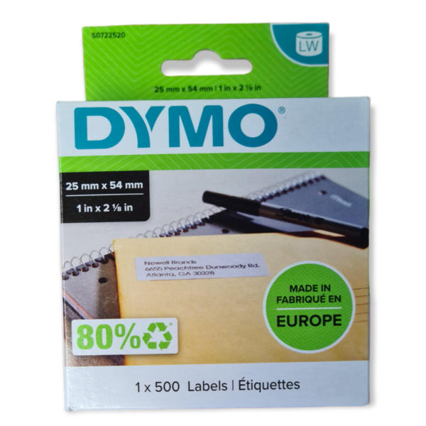 DYMO Endlosetikettenrolle für Etikettendrucker S0722550 weiß, 51,0 x 19,0 mm, 1 x 500 Etiketten