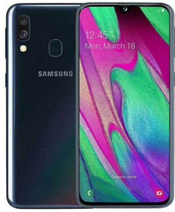 Samsung Galaxy A40 (2019) — Schwarz, 64 GB (Refurbished, Zustand gut)